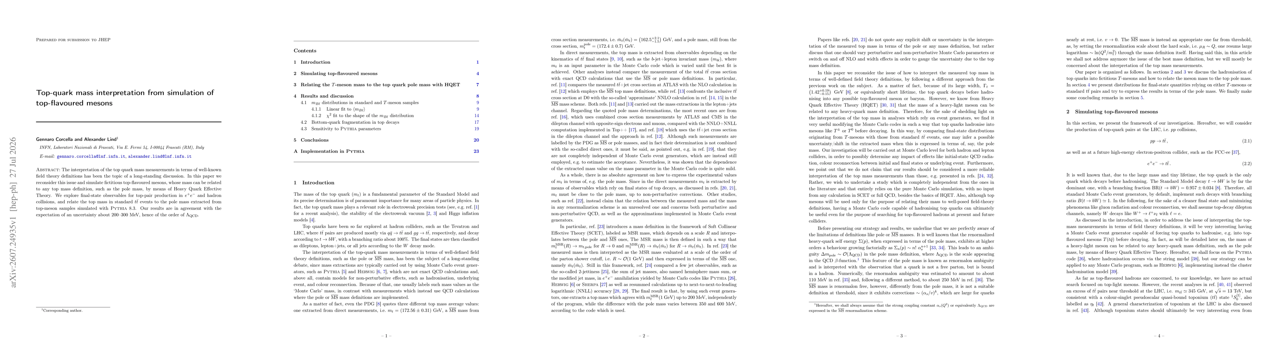 Thumbnail for Top-quark mass interpretation from simulation of top-flavoured mesons