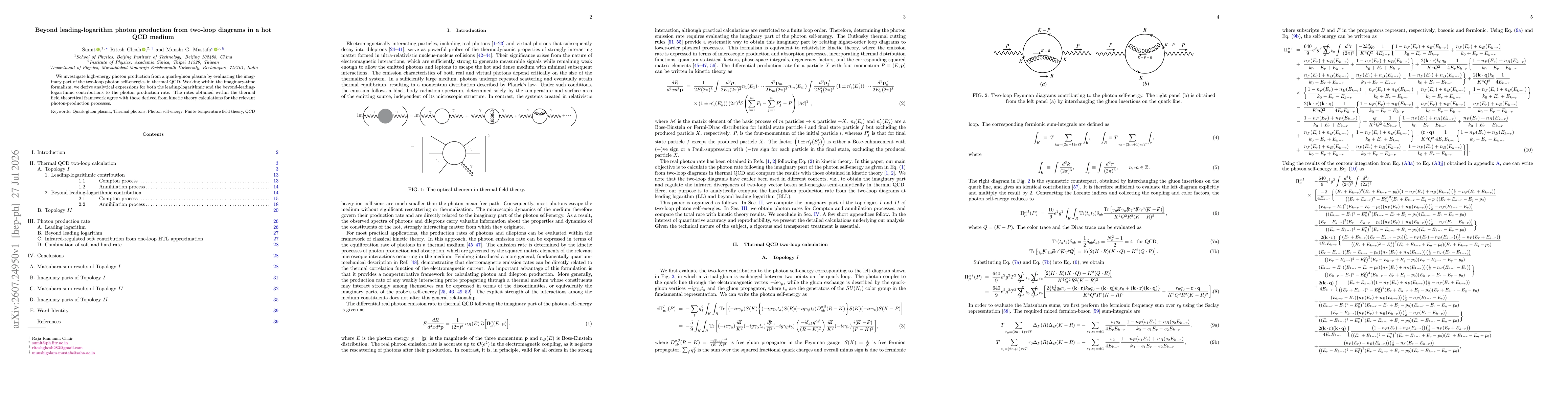 Thumbnail for Beyond leading-logarithm photon production from two-loop diagrams in a hot QCD medium