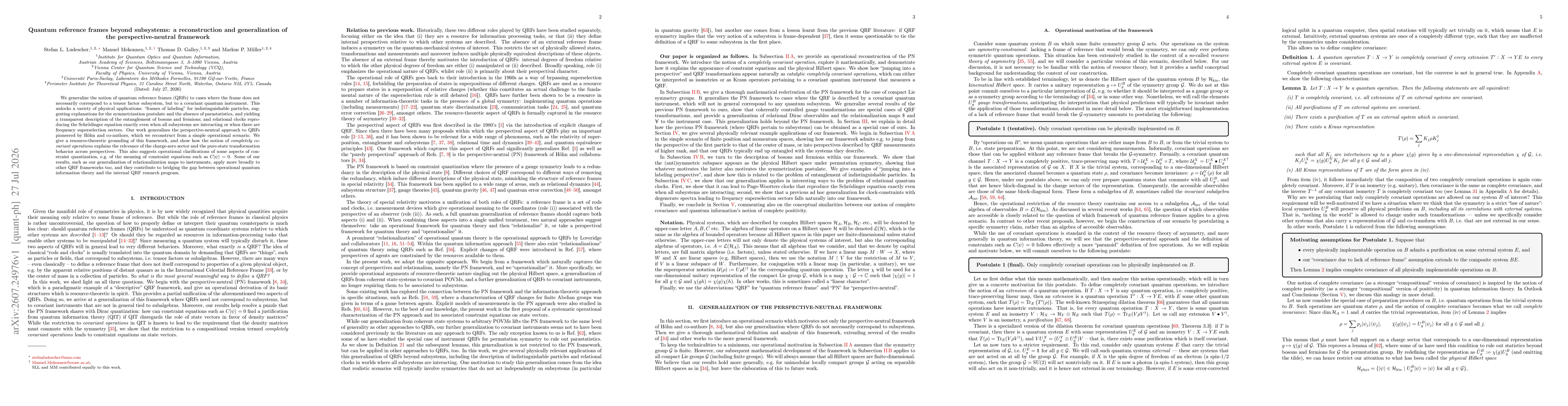 Thumbnail for Quantum reference frames beyond subsystems: a reconstruction and generalization of the perspective-neutral framework