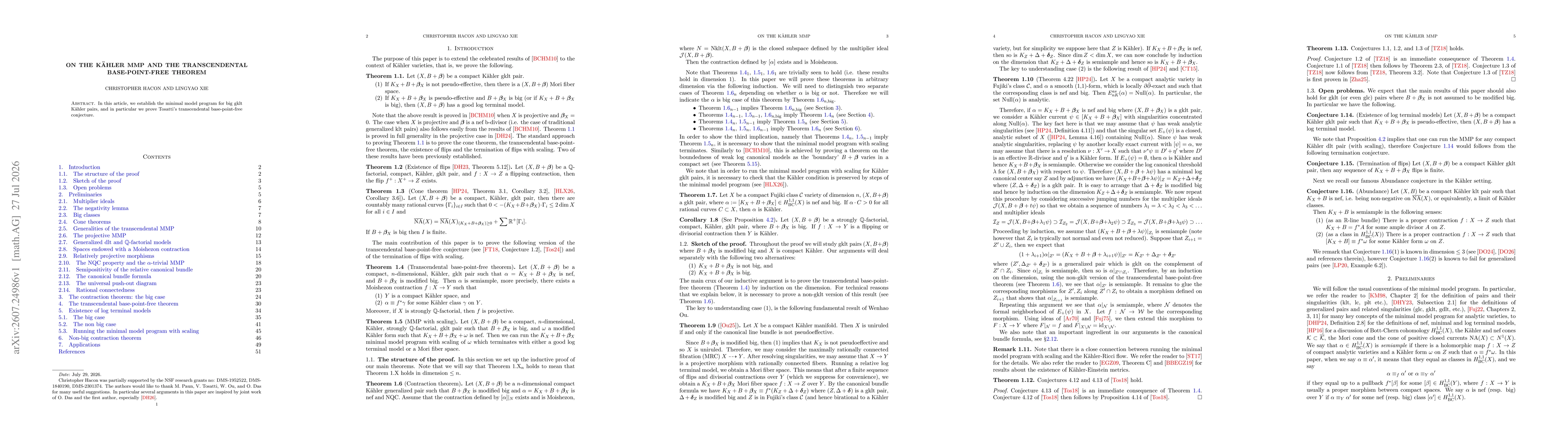Thumbnail for On the Kähler MMP and the transcendental base-point-free theorem