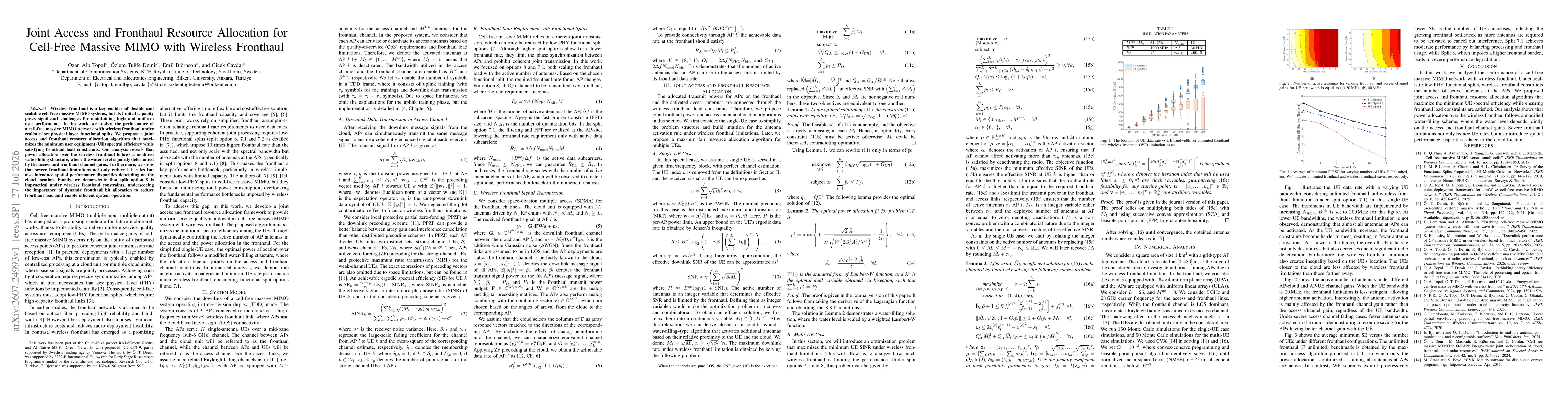 Thumbnail for Joint Access and Fronthaul Resource Allocation for Cell-Free Massive MIMO with Wireless Fronthaul