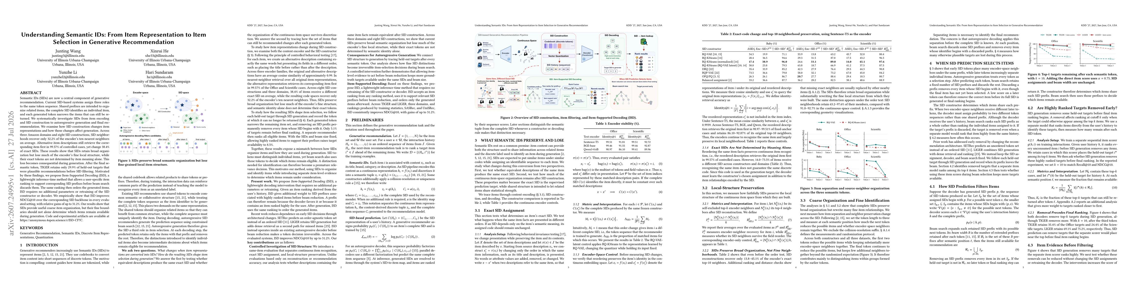 Thumbnail for Understanding Semantic IDs: From Item Representation to Item Selection in Generative Recommendation