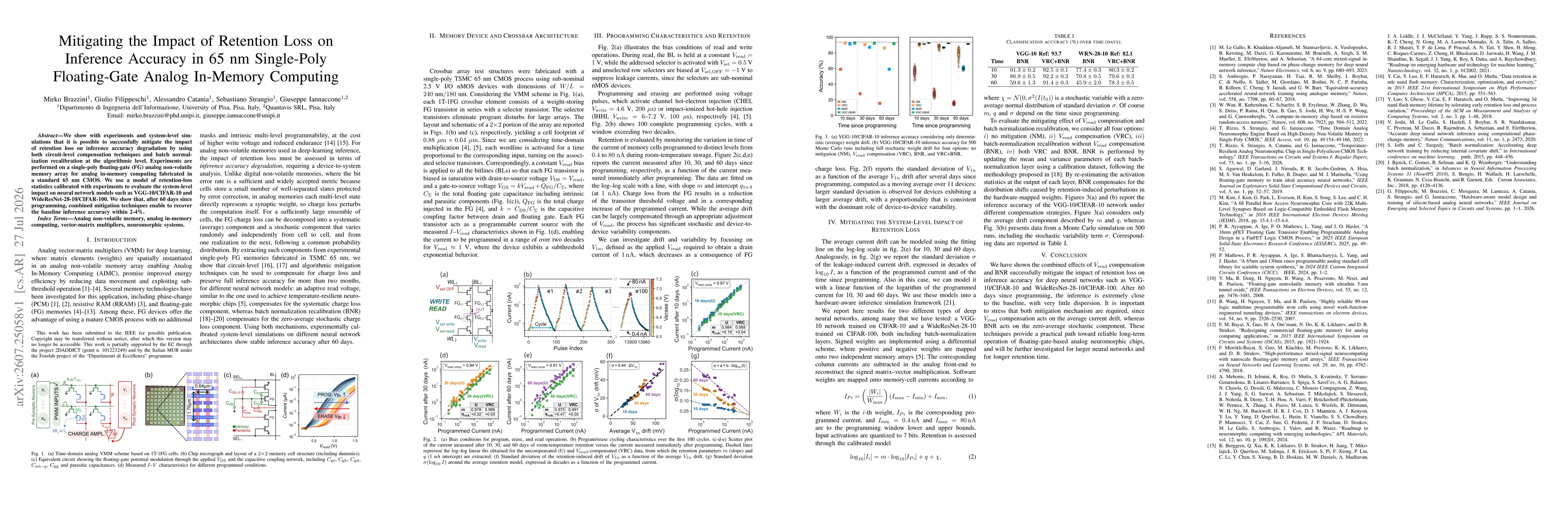 Thumbnail for Mitigating the Impact of Retention Loss on Inference Accuracy in 65 nm Single-Poly Floating-Gate Analog In-Memory Computing