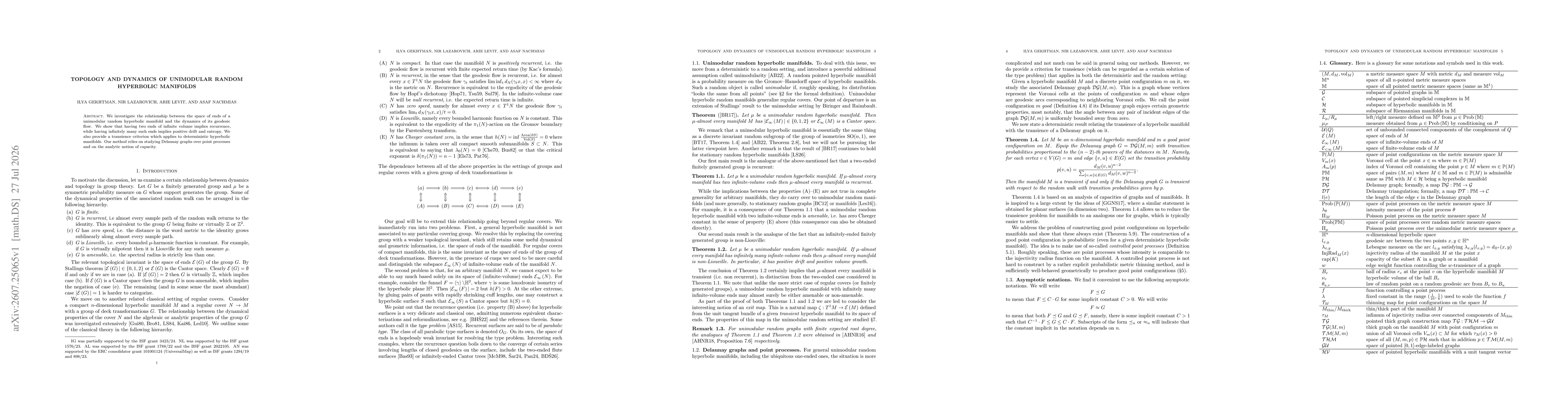 Thumbnail for Topology and dynamics of unimodular random hyperbolic manifolds
