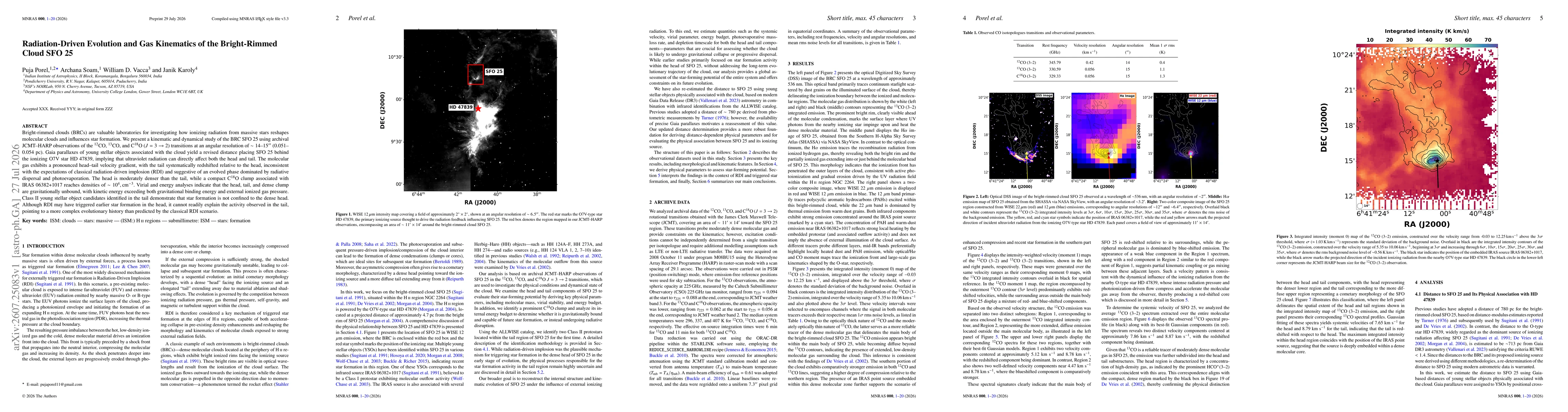 Thumbnail for Radiation-Driven Evolution and Gas Kinematics of the Bright-Rimmed Cloud SFO 25
