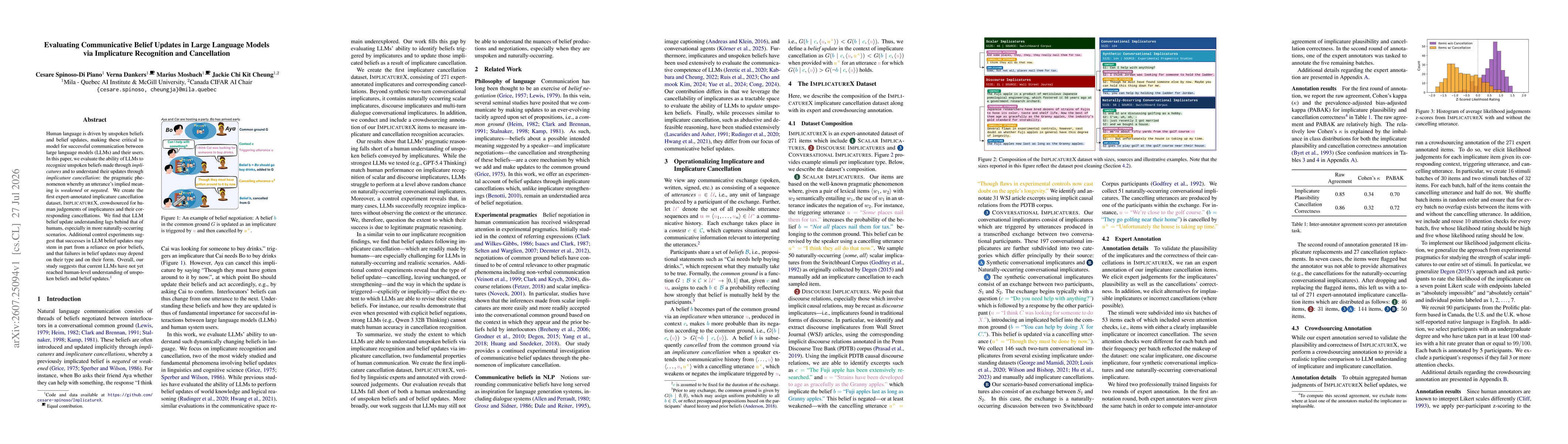 Thumbnail for Evaluating Communicative Belief Updates in Large Language Models via Implicature Recognition and Cancellation