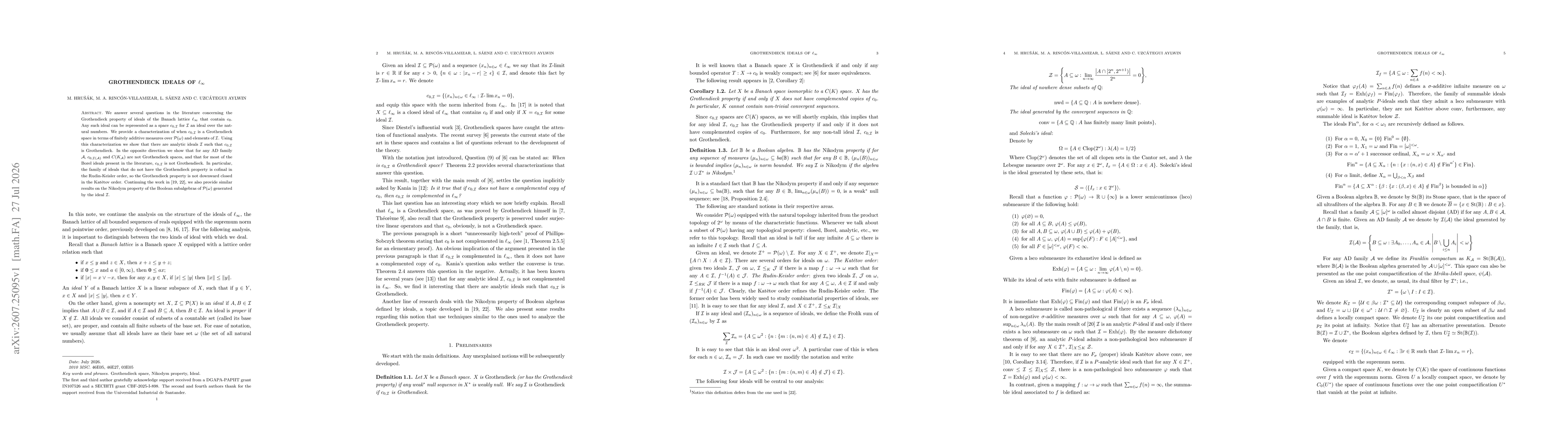Thumbnail for Grothendieck ideals of $\ell_\infty$