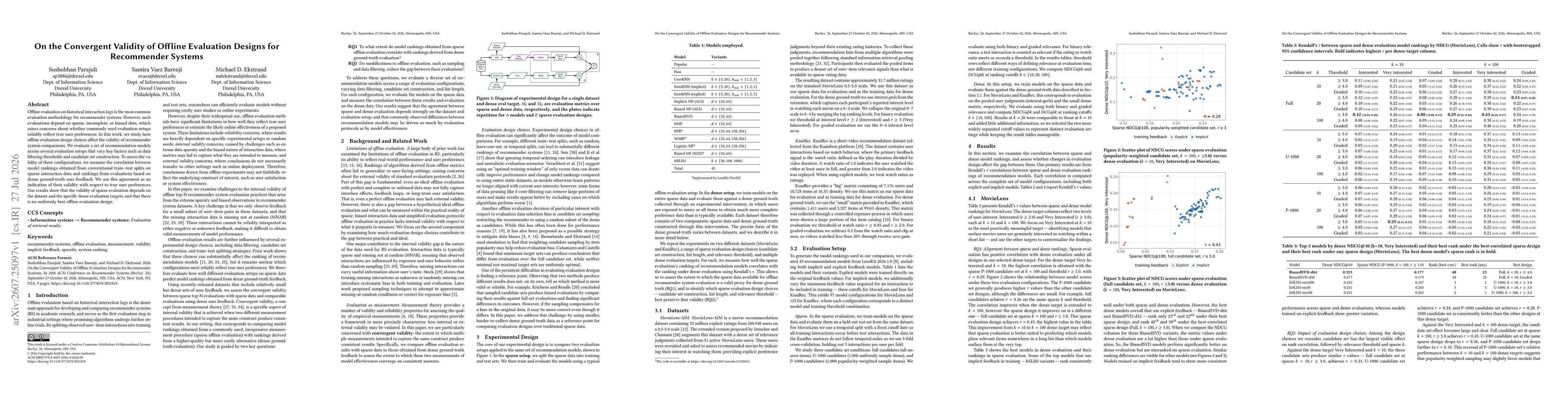 Thumbnail for On the Convergent Validity of Offline Evaluation Designs for Recommender Systems