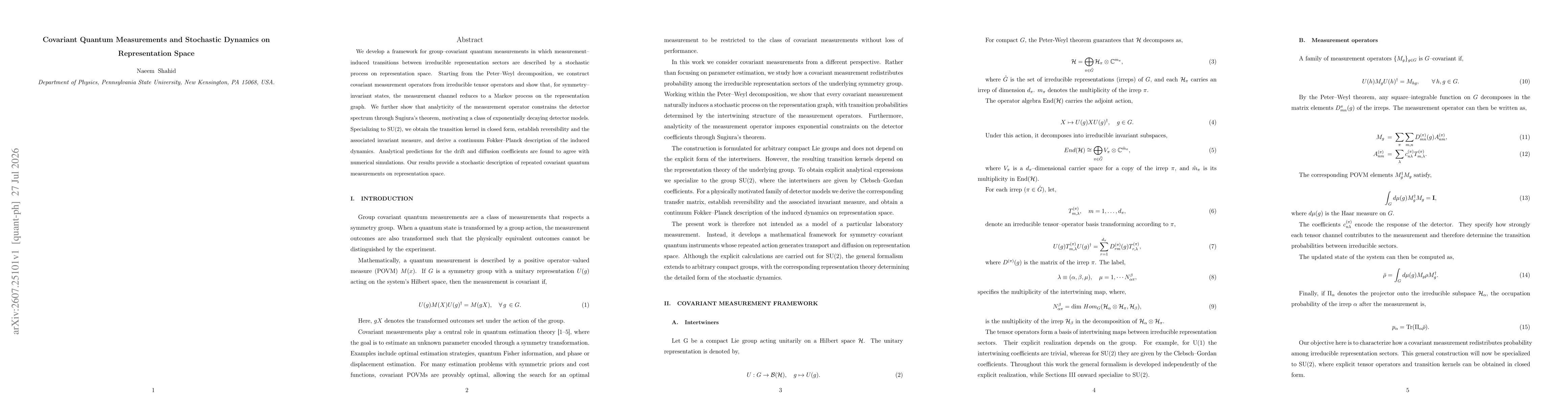 Thumbnail for Covariant Quantum Measurements and Stochastic Dynamics on Representation Space