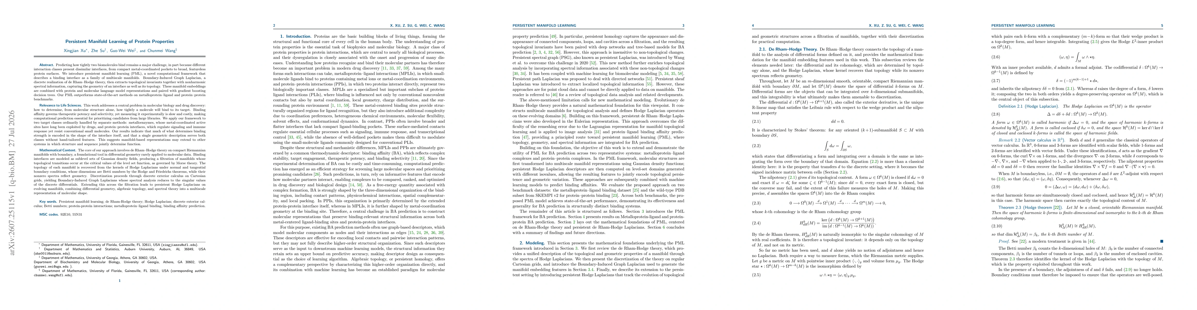 Thumbnail for Persistent Manifold Learning of Protein Properties