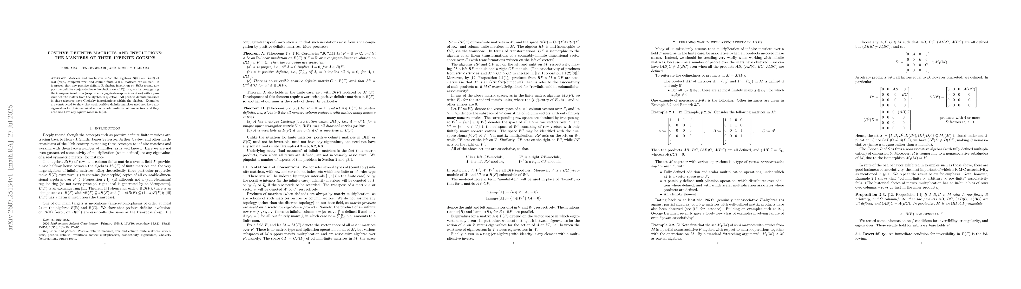 Thumbnail for Positive definite matrices and involutions: the manners of their infinite cousins