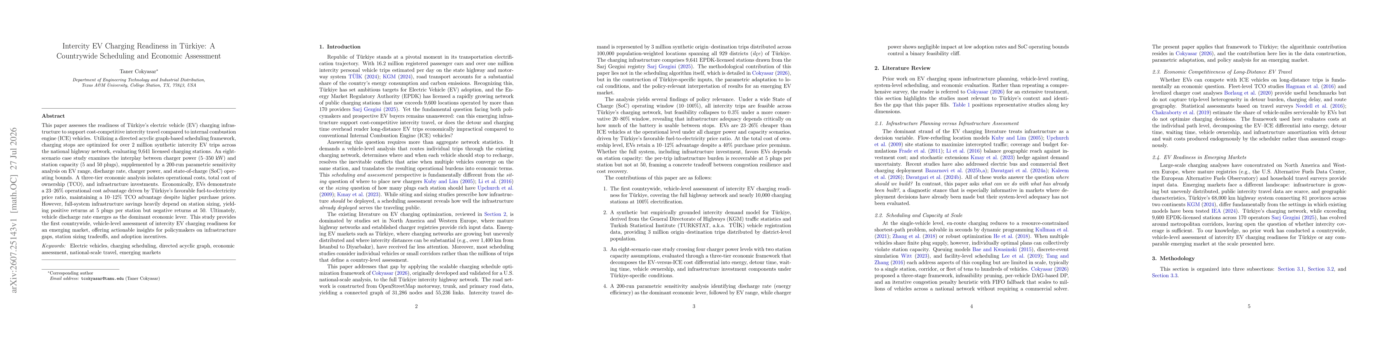 Thumbnail for Intercity EV Charging Readiness in Türkiye: A Countrywide Scheduling and Economic Assessment