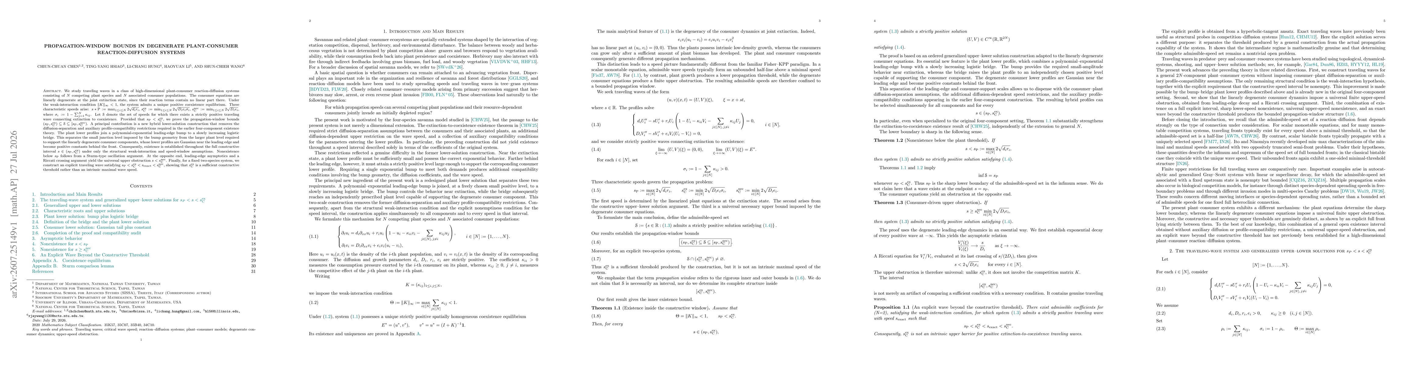 Thumbnail for Propagation-Window Bounds in Degenerate Plant-Consumer Reaction-Diffusion Systems