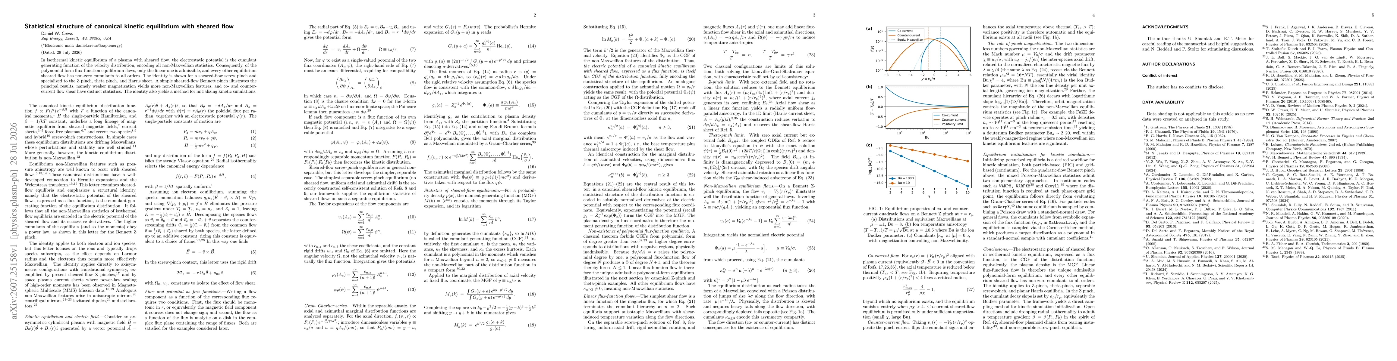 Thumbnail for Statistical structure of canonical kinetic equilibrium with sheared flow