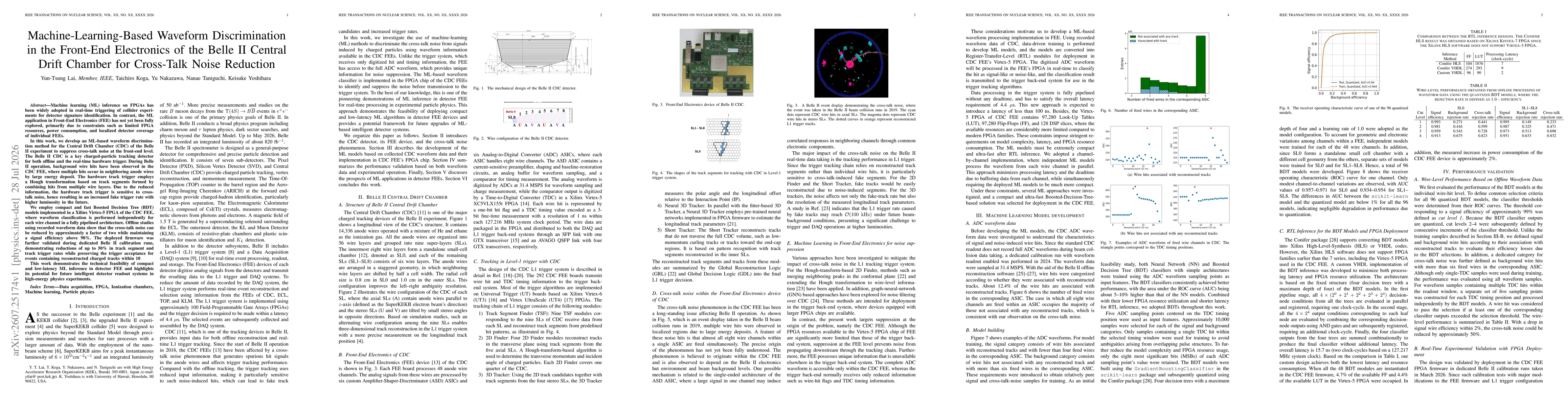 Thumbnail for Machine-Learning-Based Waveform Discrimination in the Front-End Electronics of the Belle II Central Drift Chamber for Cross-Talk Noise Reduction