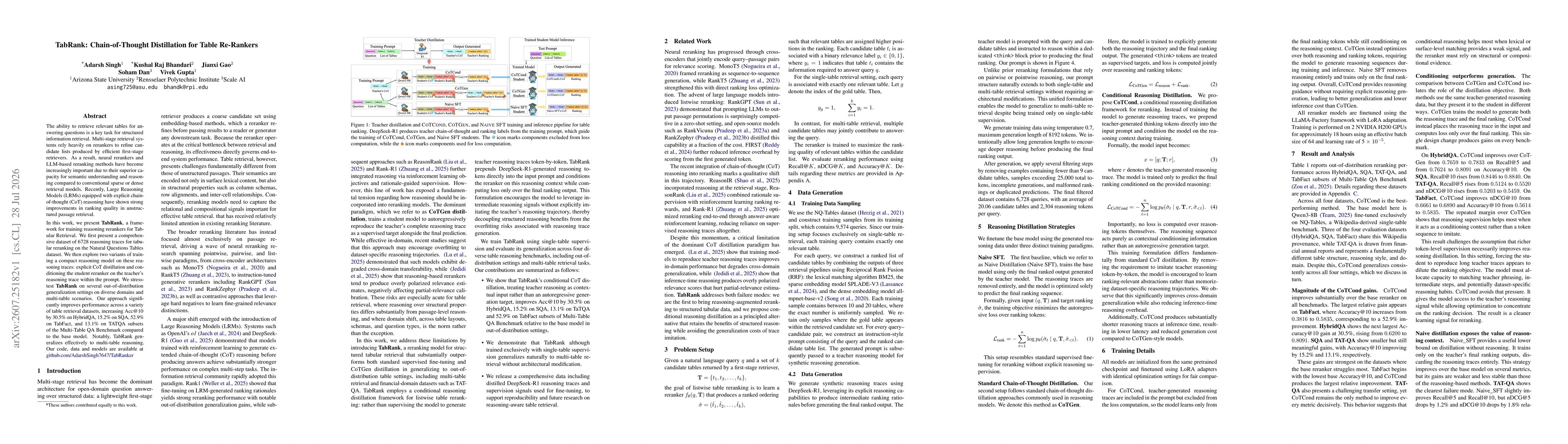 Thumbnail for TabRank: Chain-of-Thought Distillation for Table Re-Rankers