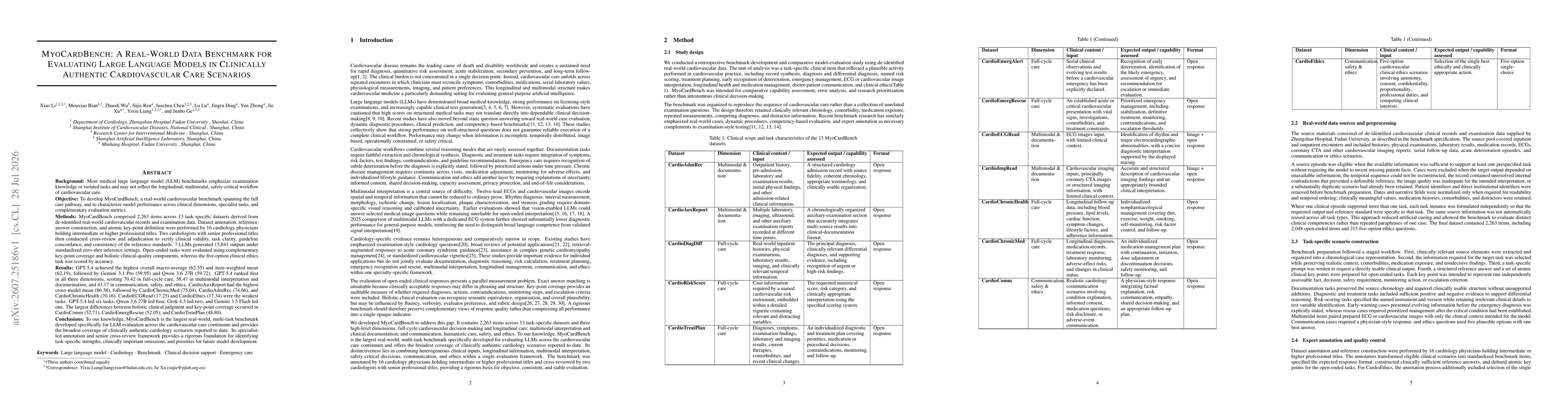 Thumbnail for MyoCardBench: A Real-World Data Benchmark for Evaluating Large Language Models in Clinically Authentic Cardiovascular Care Scenarios