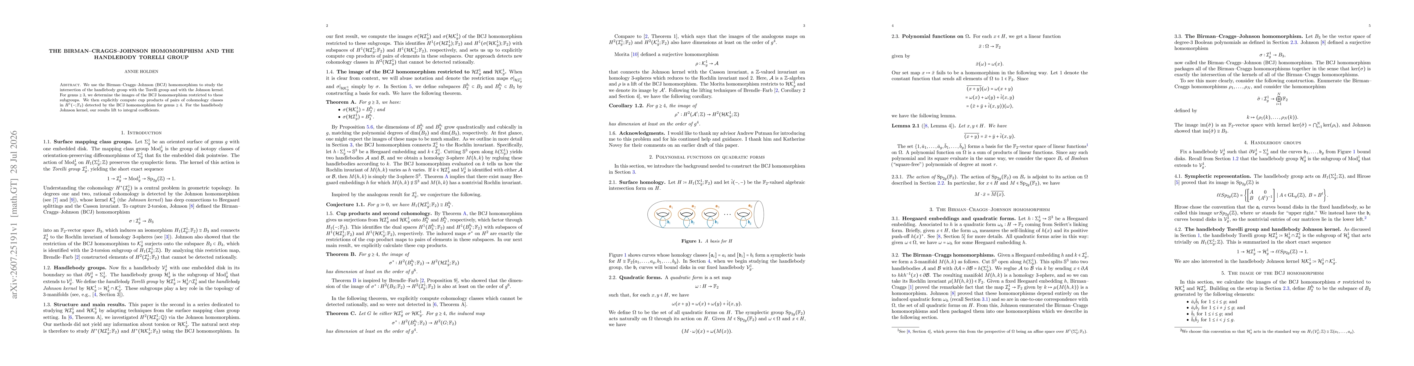 Thumbnail for The Birman--Craggs--Johnson homomorphism and the handlebody Torelli group