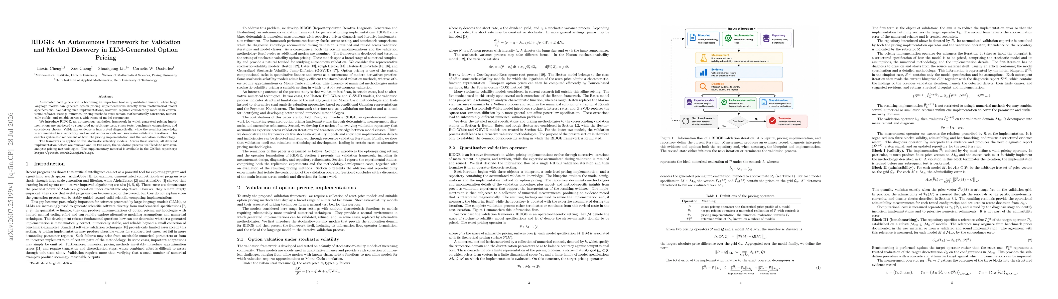 Thumbnail for RIDGE: An Autonomous Framework for Validation and Method Discovery in LLM-Generated Option Pricing
