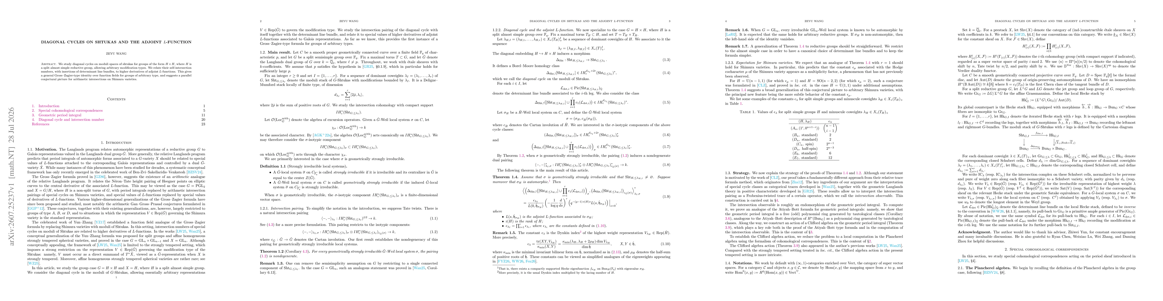 Thumbnail for Diagonal cycles on Shtukas and the adjoint $L$-function