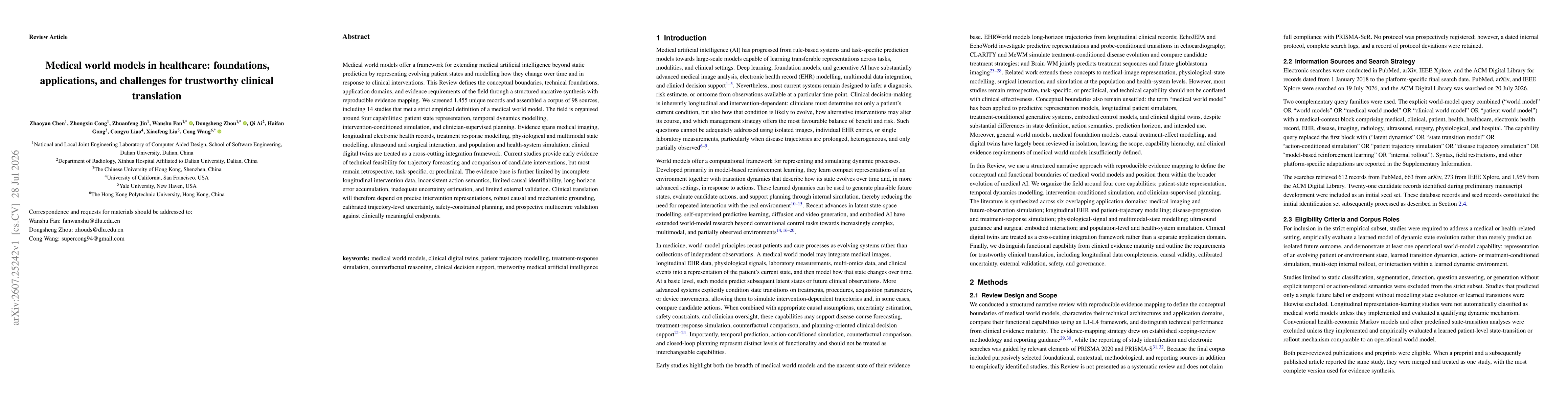 Thumbnail for Medical world models in healthcare: foundations, applications, and challenges for trustworthy clinical translation