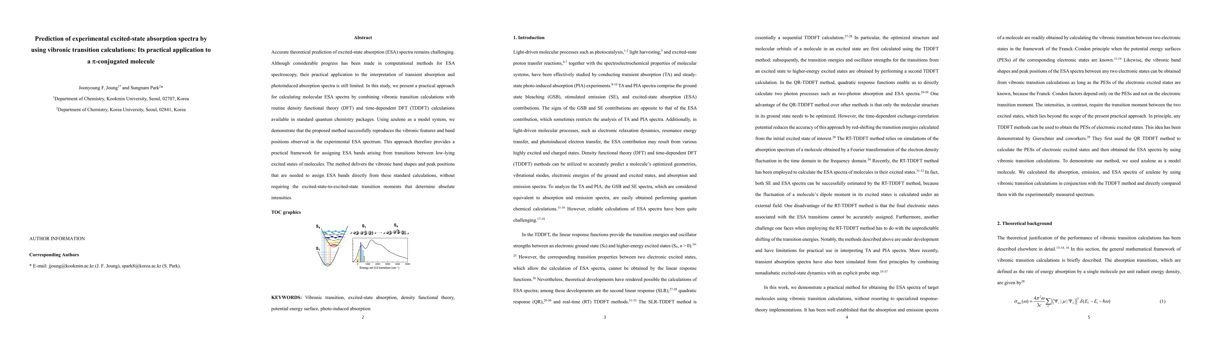 Thumbnail for Prediction of experimental excited-state absorption spectra by using vibronic transition calculations: Its practical application to a π-conjugated molecule