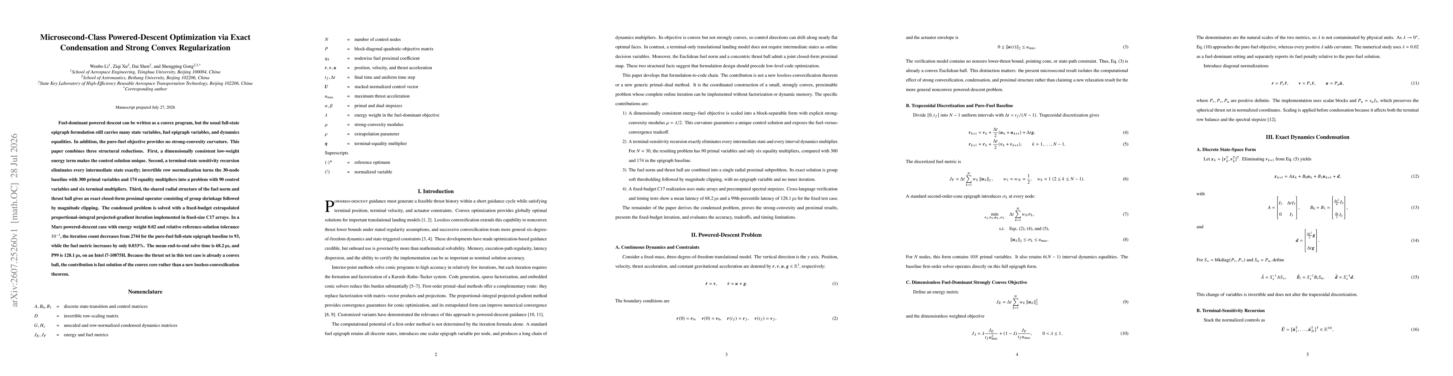 Thumbnail for Microsecond-Class Powered-Descent Optimization via Exact Condensation and Strong Convex Regularization
