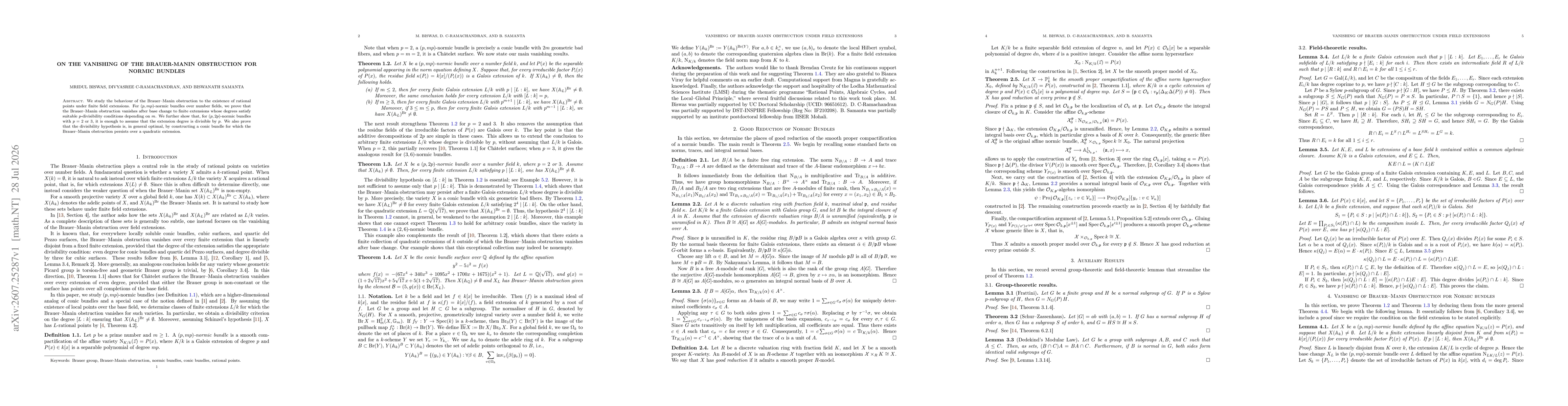 Thumbnail for On the Vanishing of the Brauer-Manin Obstruction for Normic Bundles