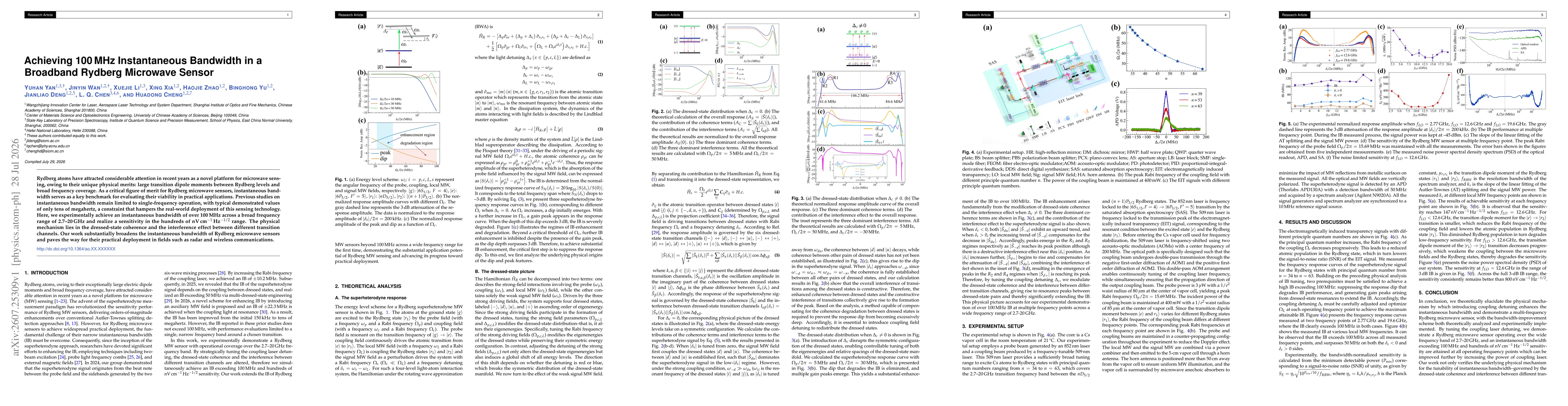 Thumbnail for Achieving 100$\,$MHz Instantaneous Bandwidth in a Broadband Rydberg Microwave Sensor