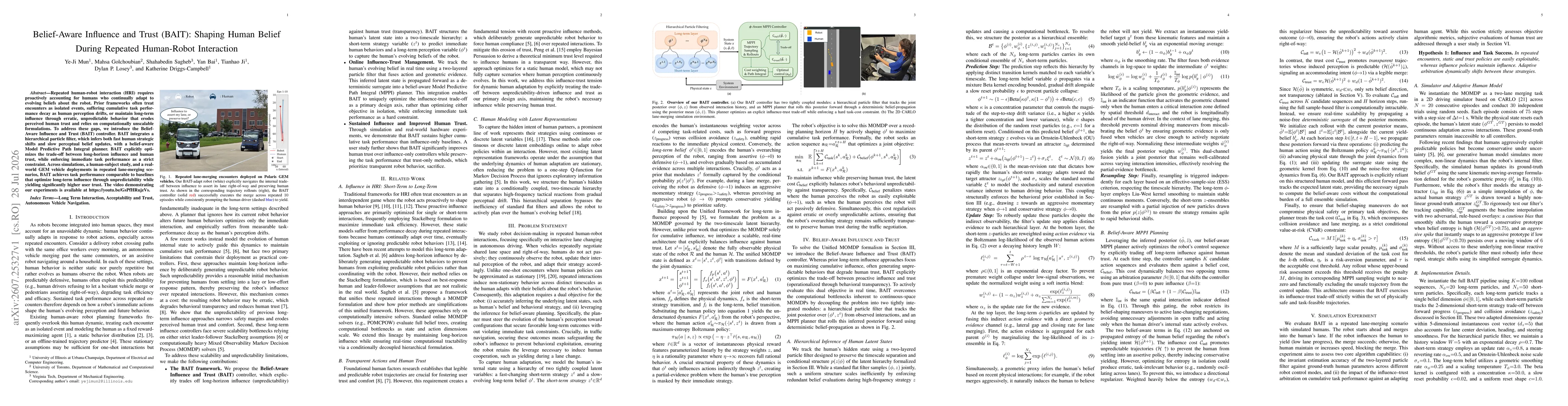 Thumbnail for Belief-Aware Influence and Trust (BAIT): Shaping Human Belief During Repeated Human-Robot Interaction
