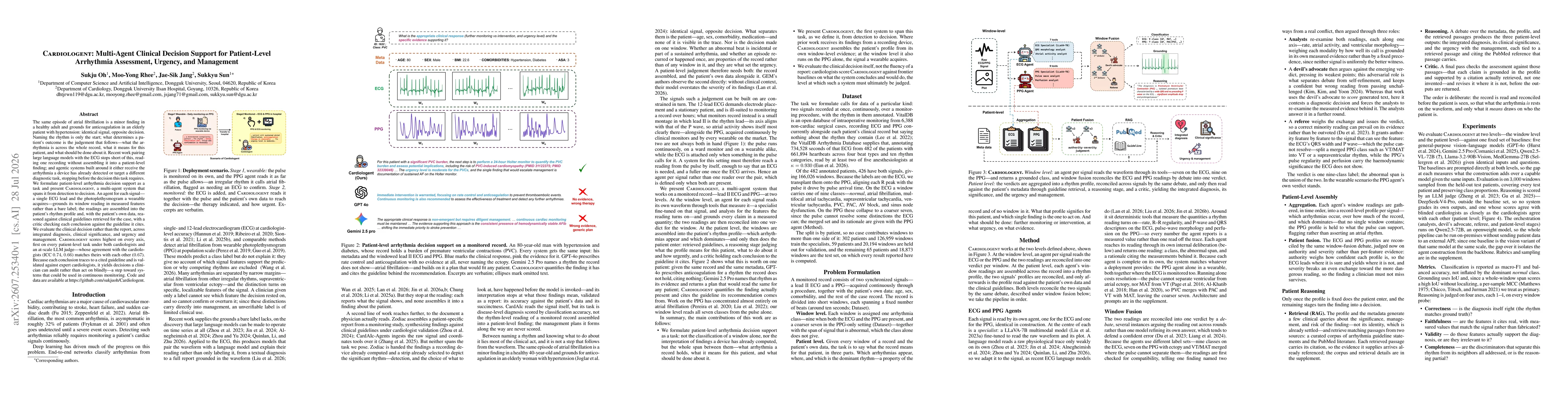 Thumbnail for Cardiologent: Multi-Agent Clinical Decision Support for Patient-Level Arrhythmia Assessment, Urgency, and Management