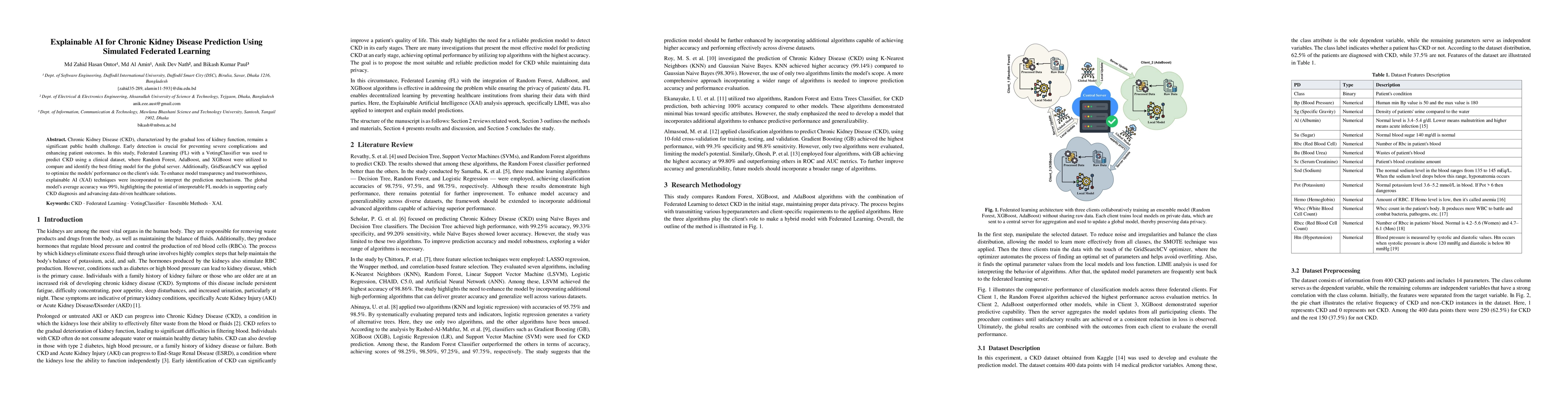 Thumbnail for Explainable AI for Chronic Kidney Disease Prediction Using Simulated Federated Learning