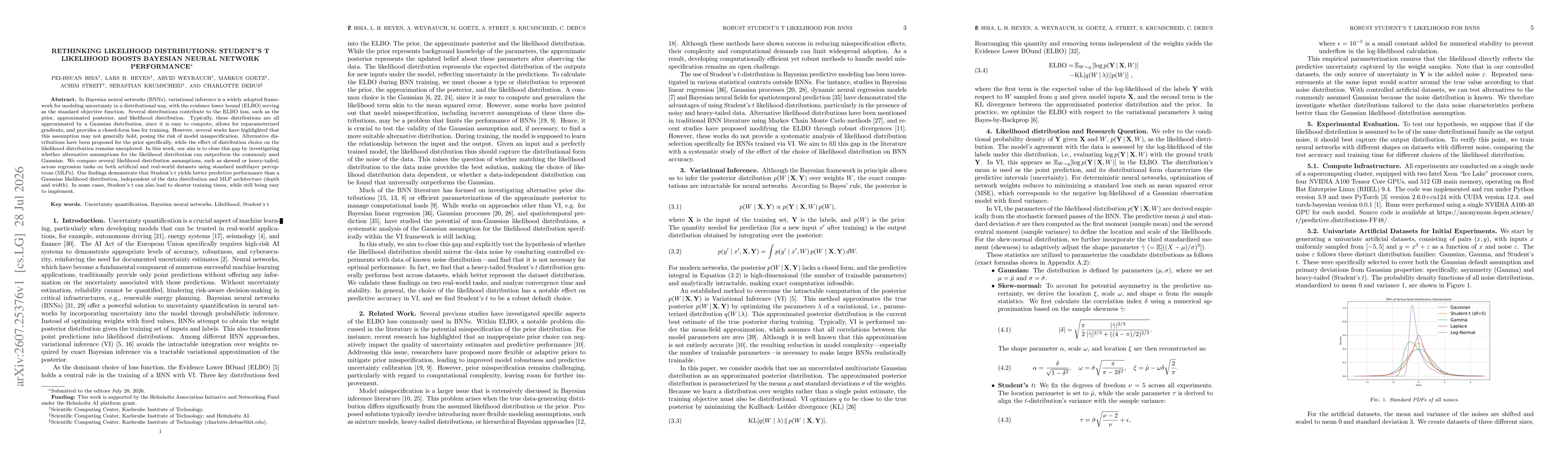 Thumbnail for Rethinking Likelihood distributions: Student's t Likelihood Boosts Bayesian Neural Network Performance