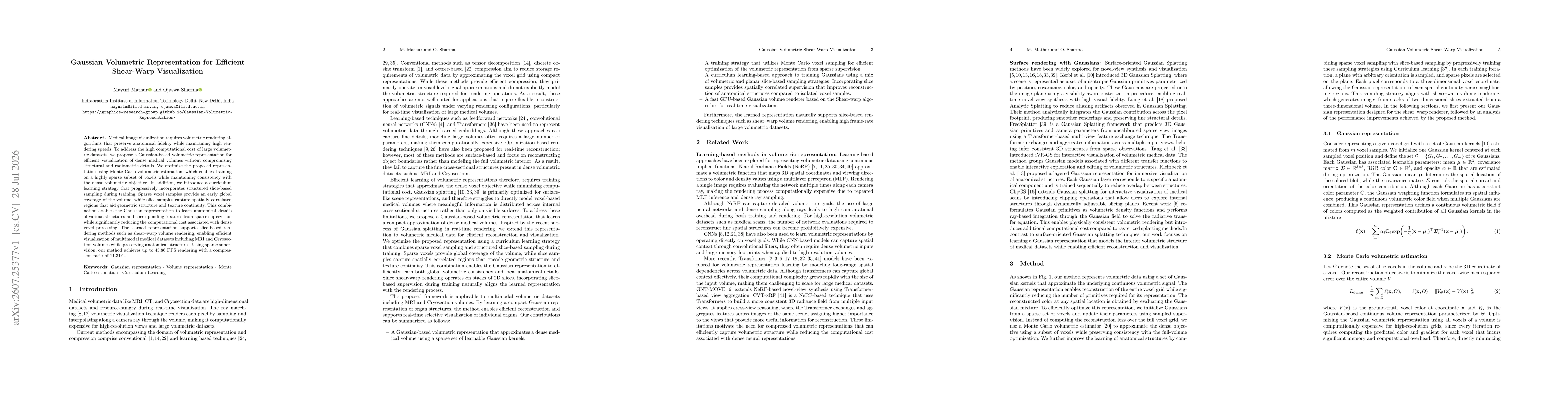 Thumbnail for Gaussian Volumetric Representation for Efficient Shear-Warp Visualization