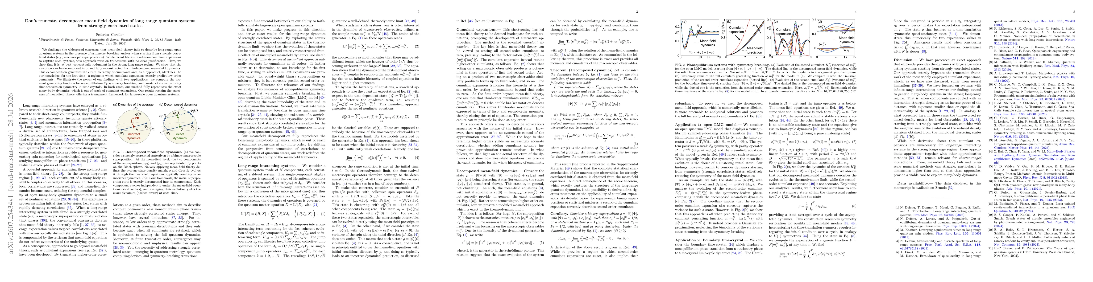Thumbnail for Don't truncate, decompose: mean-field dynamics of long-range quantum systems from strongly correlated states