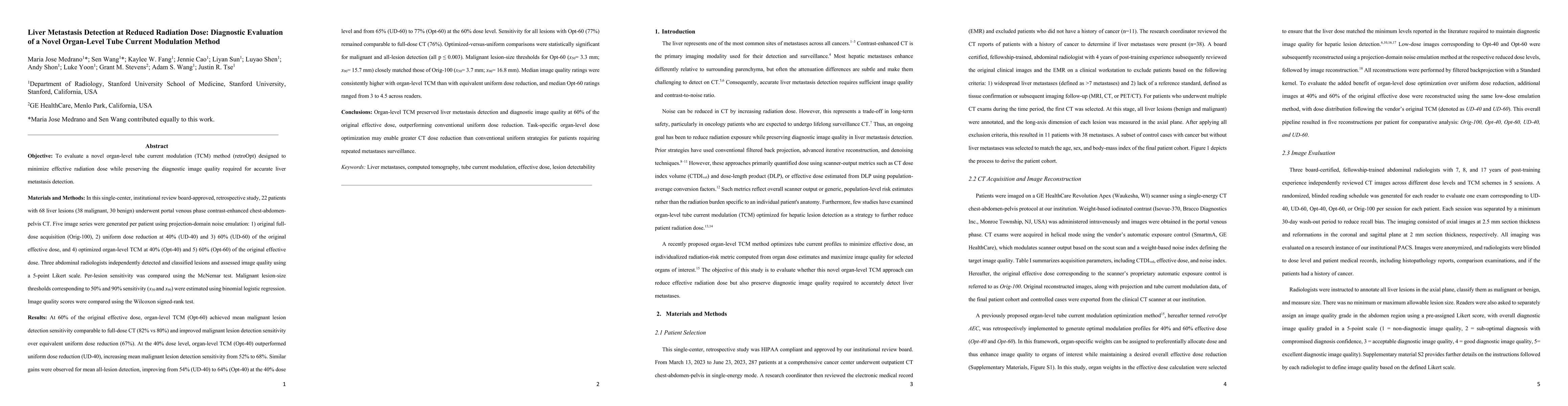 Thumbnail for Liver Metastasis Detection at Reduced Radiation Dose: Diagnostic Evaluation of a Novel Organ-Level Tube Current Modulation Method