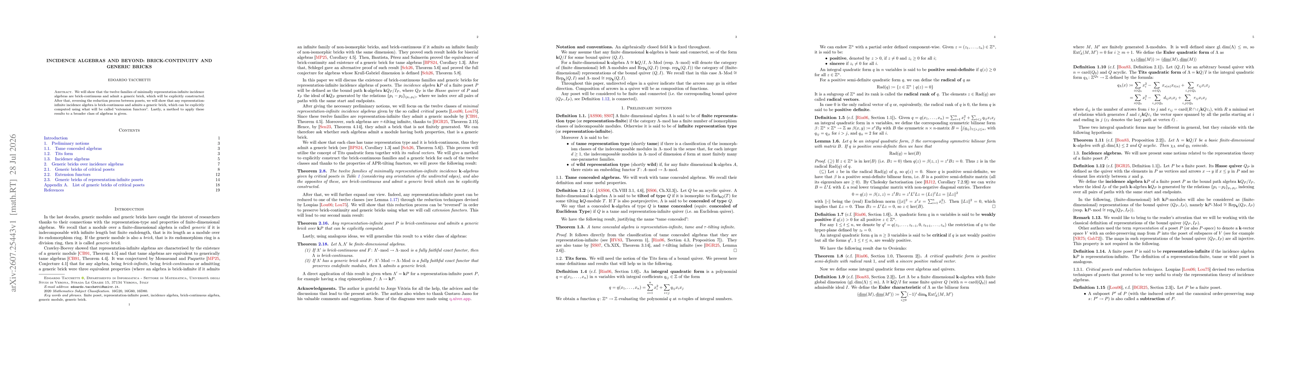 Thumbnail for Incidence algebras and beyond: brick-continuity and generic bricks