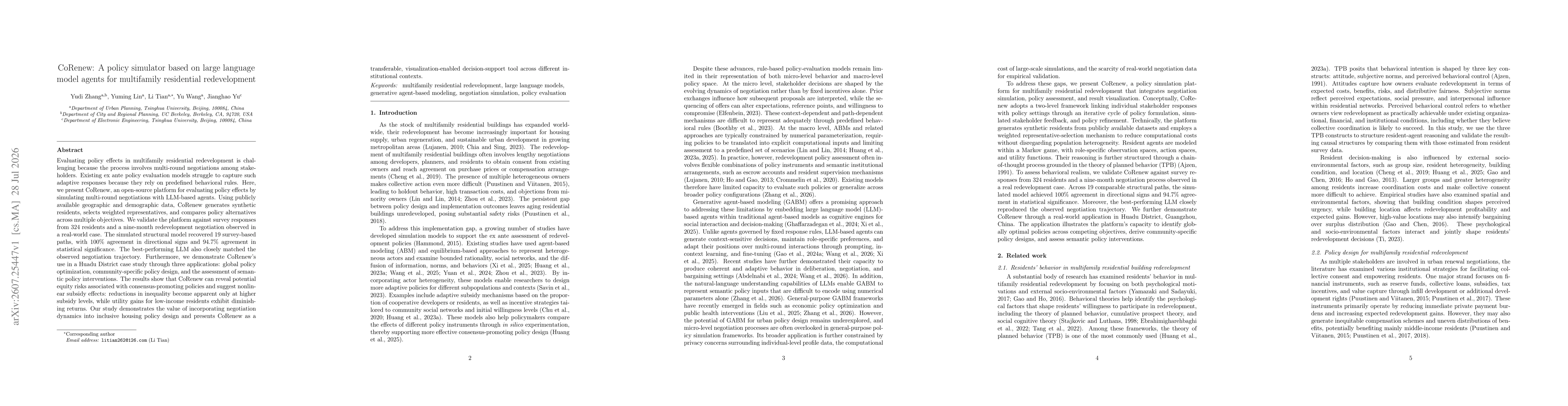 Thumbnail for CoRenew: A large language model agent-based policy simulation platform for multifamily residential redevelopment