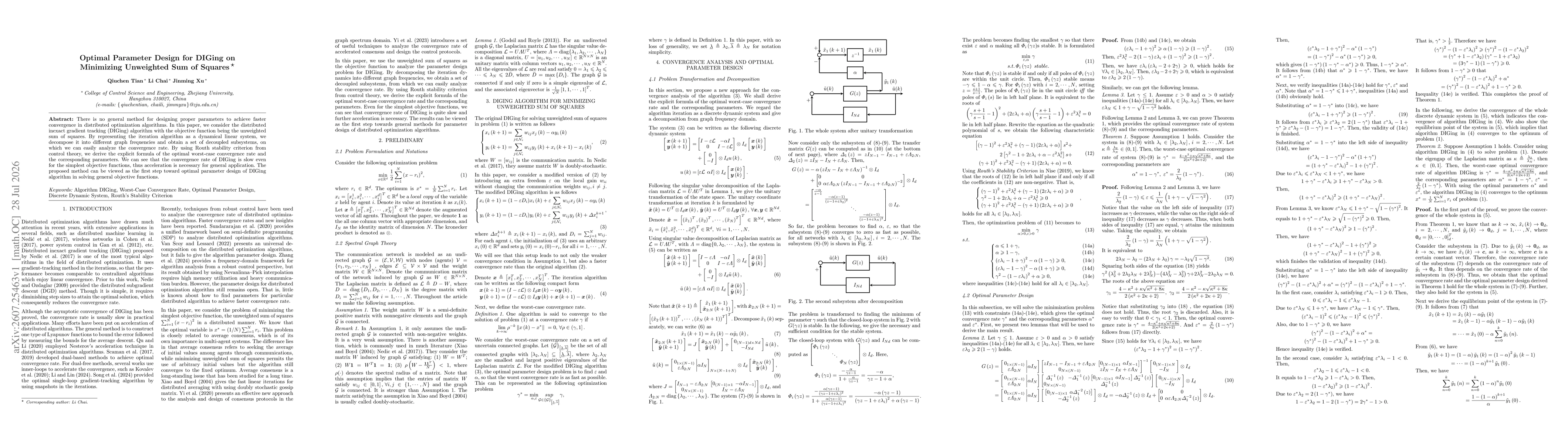 Thumbnail for Optimal Parameter Design for DIGing on Minimizing Unweighted Sum of Squares