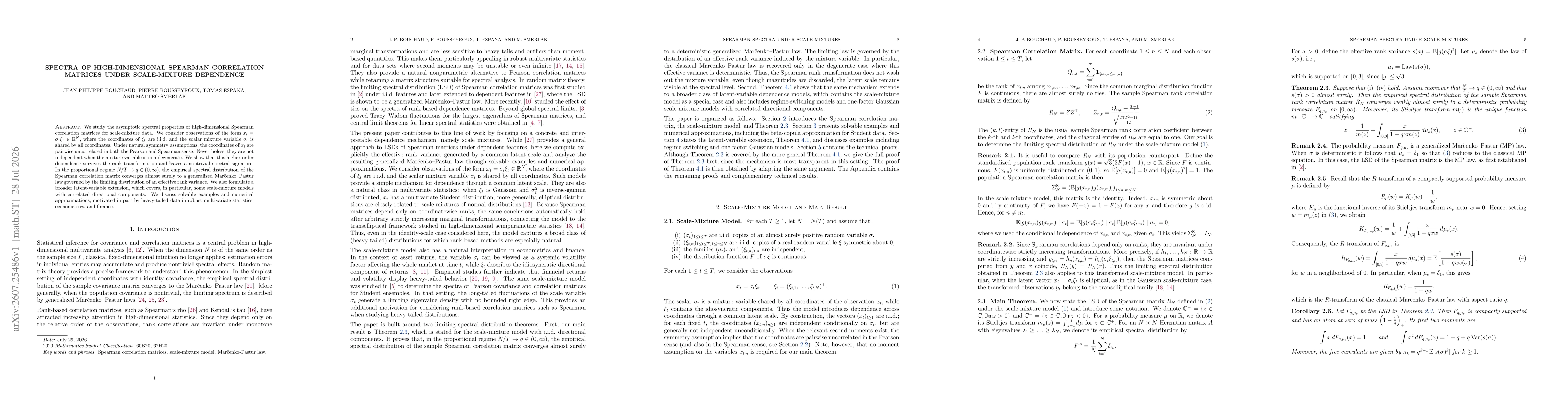Thumbnail for Spectra of high-dimensional Spearman correlation matrices under scale-mixture dependence