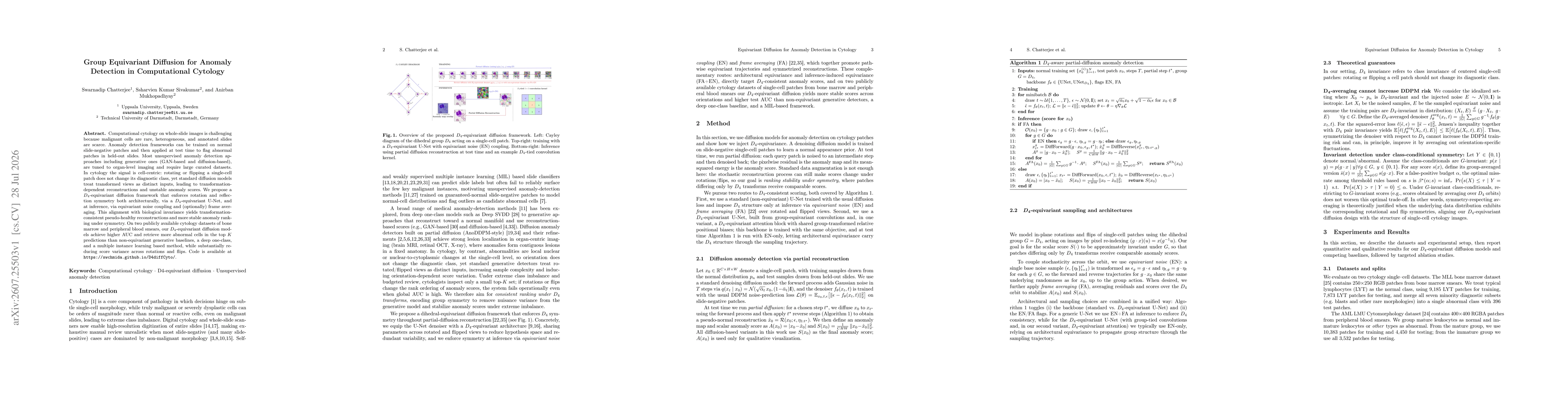 Thumbnail for Group Equivariant Diffusion for Anomaly Detection in Computational Cytology