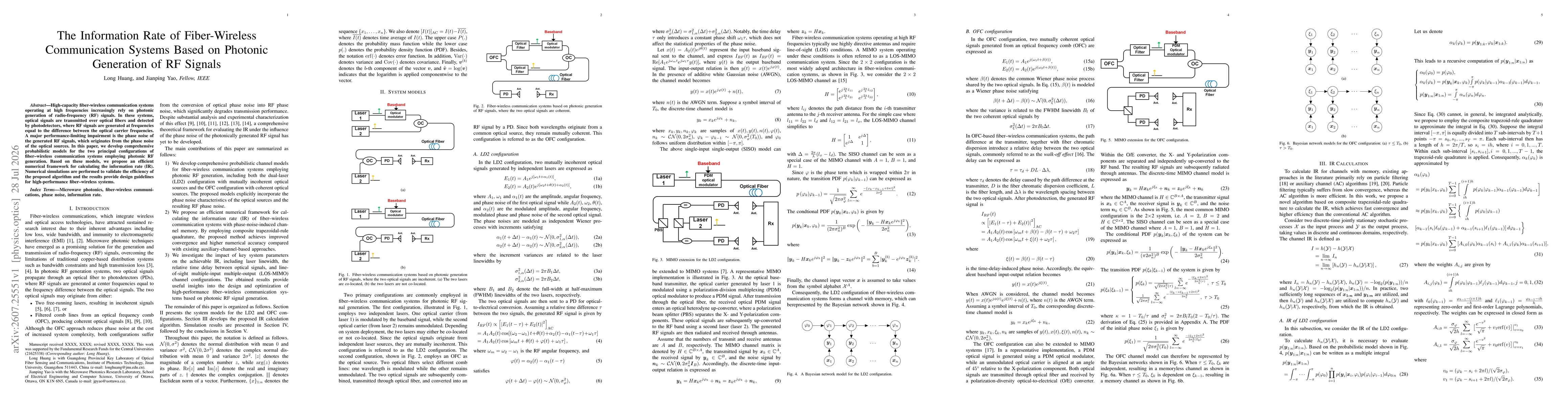 Thumbnail for The Information Rate of Fiber-Wireless Communication Systems Based on Photonic Generation of RF Signals