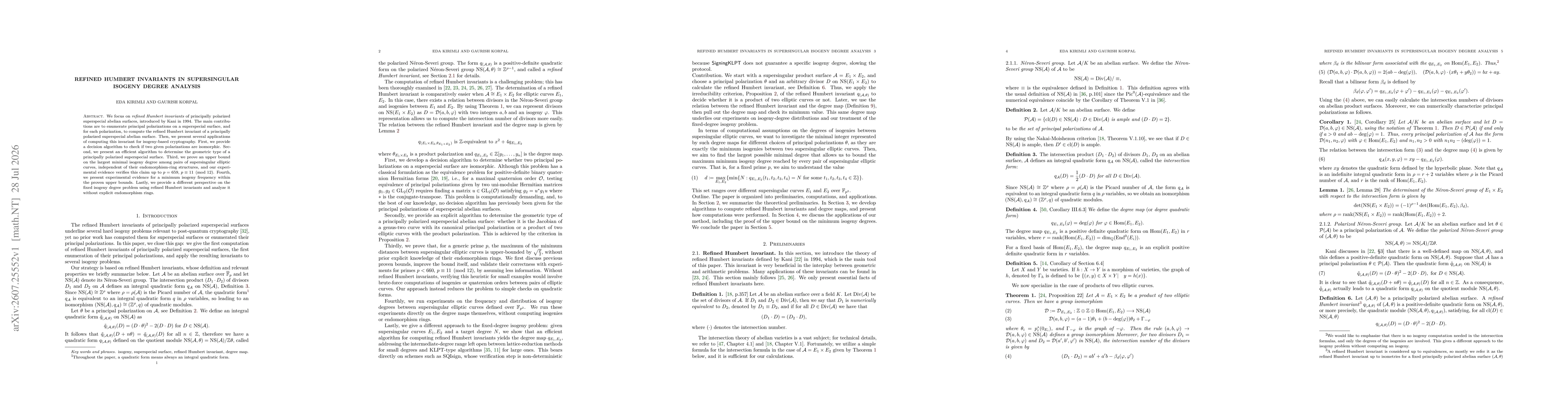 Thumbnail for Refined Humbert Invariants in Supersingular Isogeny Degree Analysis