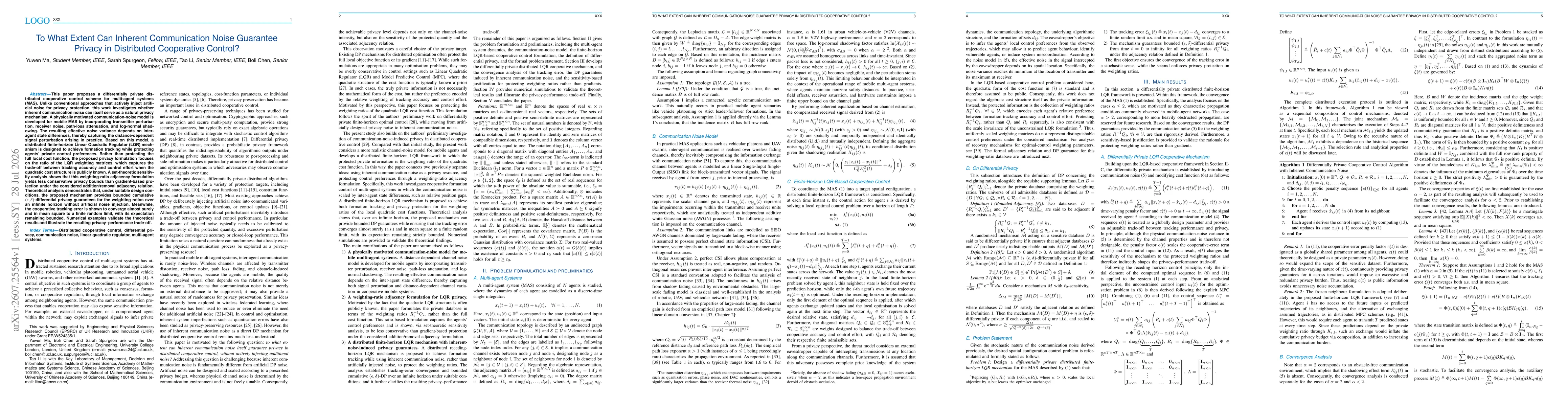 Thumbnail for To What Extent Can Inherent Communication Noise Guarantee Privacy in Distributed Cooperative Control?