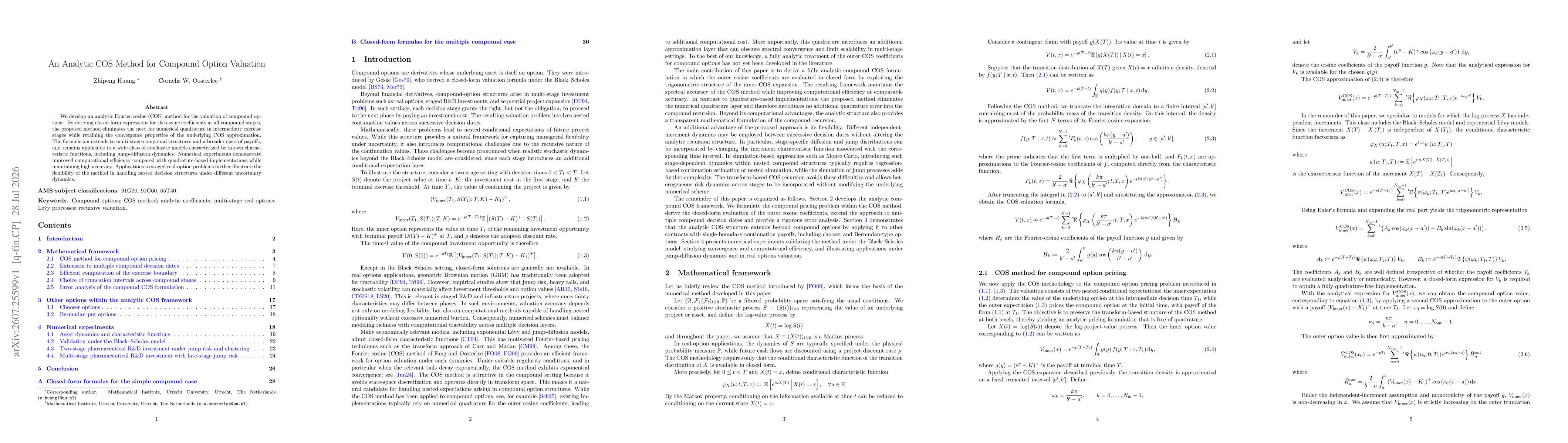Thumbnail for An Analytic COS Method for Compound Option Valuation
