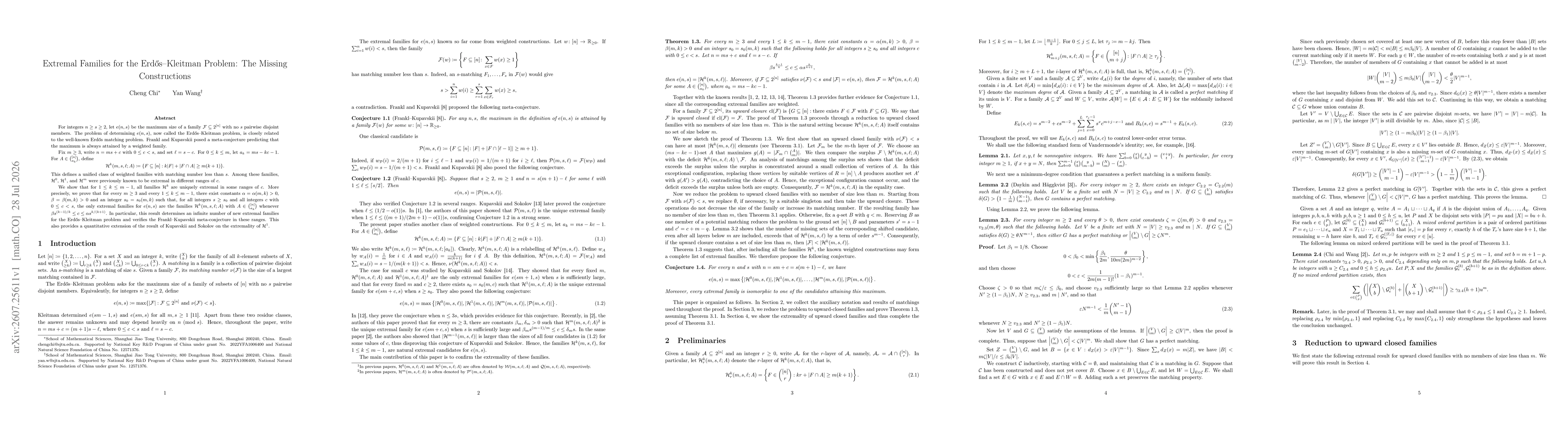 Thumbnail for Extremal Families for the Erdős--Kleitman Problem: The Missing Constructions