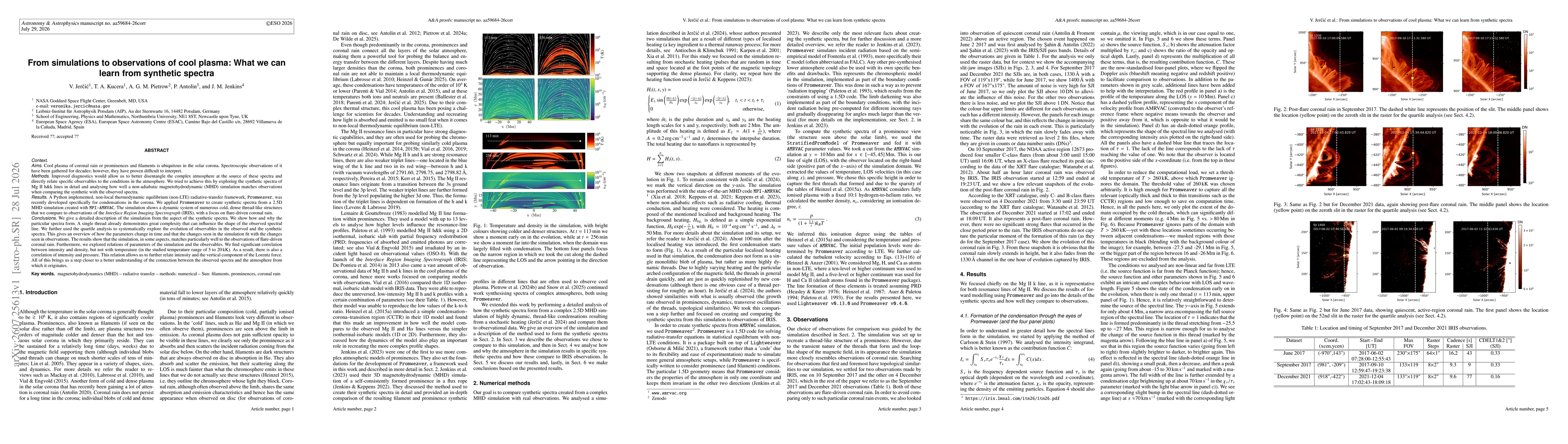 Thumbnail for From simulations to observations of cool plasma: What we can learn from synthetic spectra