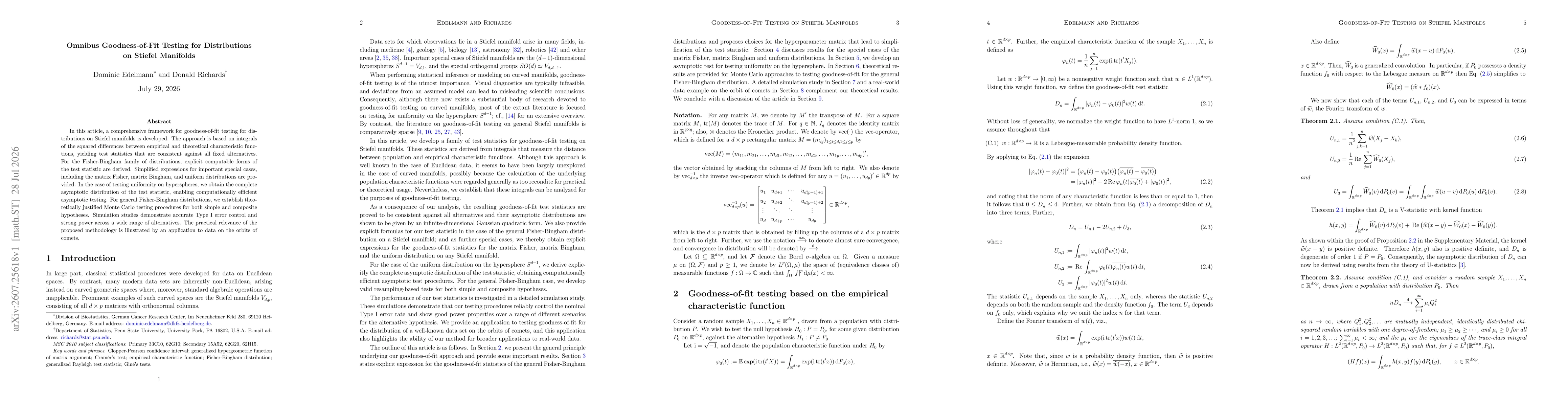 Thumbnail for Omnibus Goodness-of-Fit Testing for Distributions on Stiefel Manifolds
