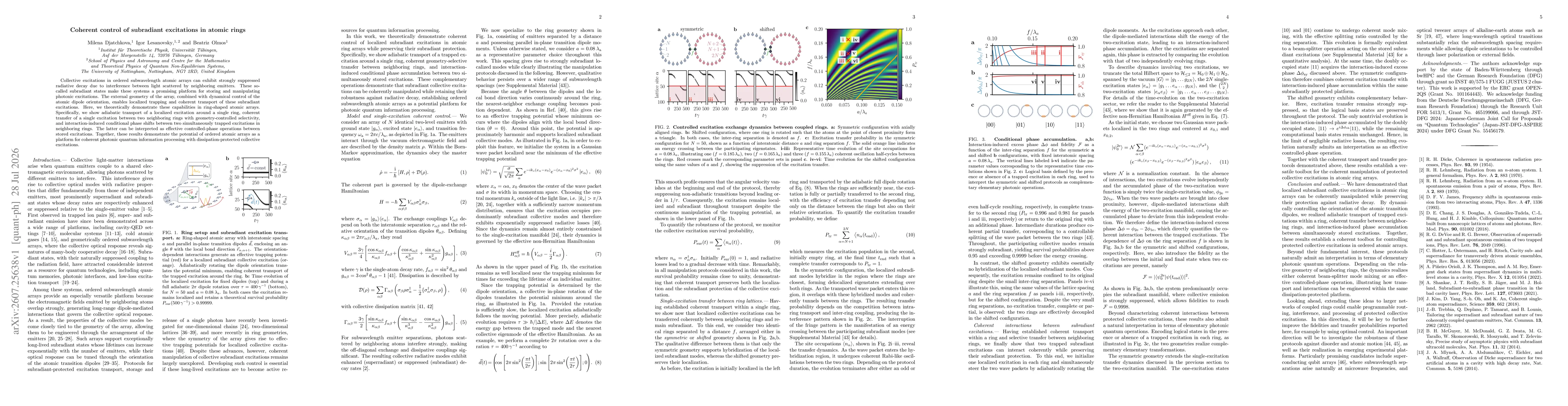 Thumbnail for Coherent control of subradiant excitations in atomic rings