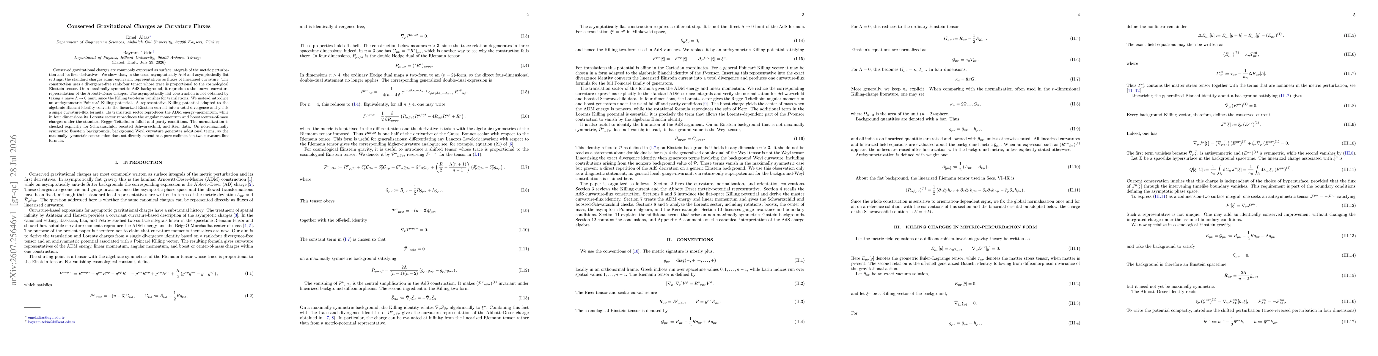 Thumbnail for Conserved Gravitational Charges as Curvature Fluxes